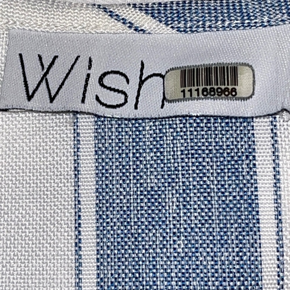 WISH Blue Striped Tie Waist Blouse Sz. MD - Picture 7 of 10
